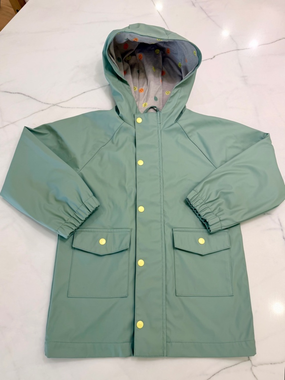 Kids Waterproof Hooded Coat in Sage Green
